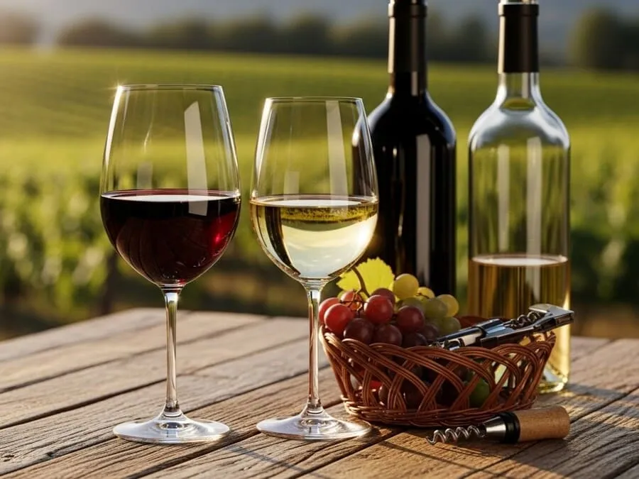 Vinho tinto e branco: uma taça por dia pode trazer benefícios para sua saúde.