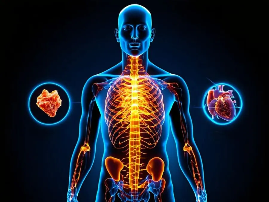 Ilustração do corpo humano com destaques visuais das funções dos principais sais minerais.