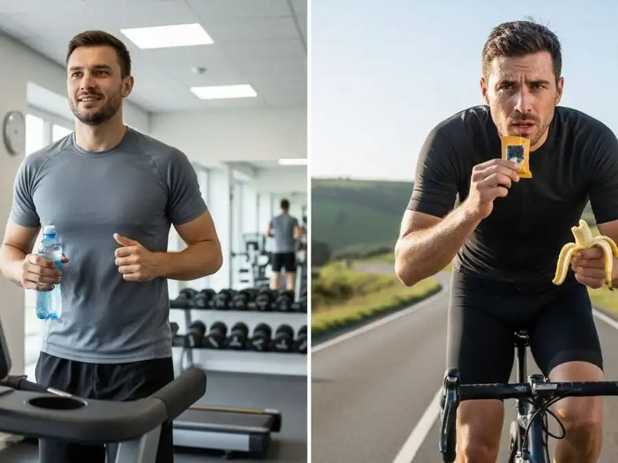 Treino curto: água basta. Treino longo: carboidrato ajuda a manter o gás.