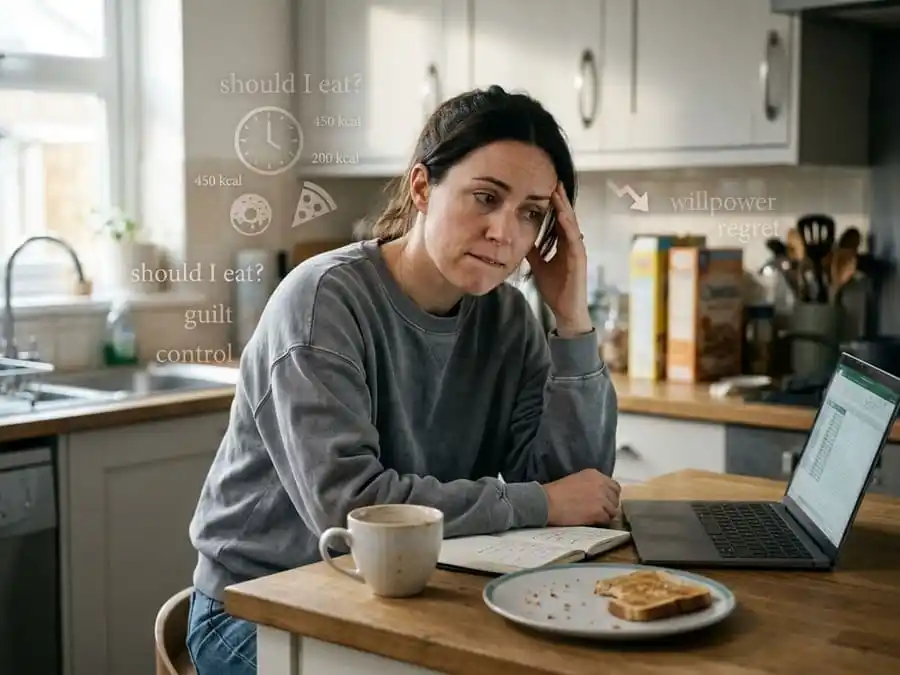 Pensar em comida o tempo todo não é fome física. É food noise — e ele esgota sua energia mental.