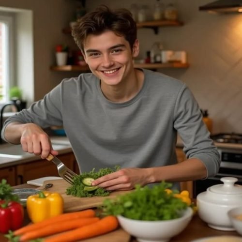 •	Legenda:
Preparar um jantar saudável no horário ideal ajuda a cuidar do corpo e da mente.