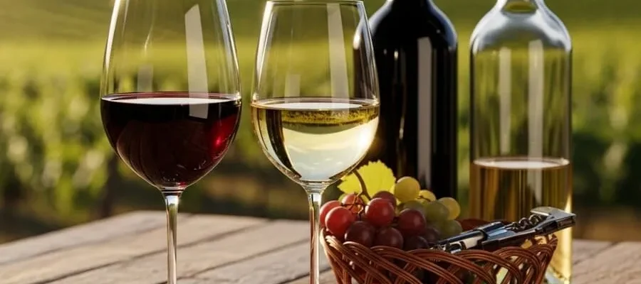 Vinho tinto e branco: uma taça por dia pode trazer benefícios para sua saúde.